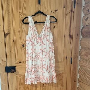 LOFT Sleeveless Pink and White Mini Dress